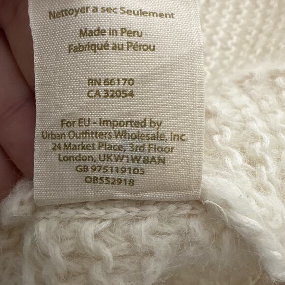 Free People Sweater Womens Large Ivory Boxy Boho Lagenlook Alpaca Chunky Knit - Picture 9 of 13